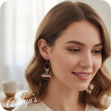 Spring Time Leopard Print Bunny with Floral Detail Wood Earrings