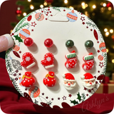 Adorable Set of 6 Christmas Theme Stud Earrings