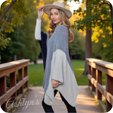 Casually Classy Fuzzy Navy Gray Cardigan Kimono