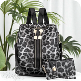Leopard Print Versatile Backpack with Pouch-Satchel-Purse-Shoulder Bag