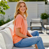 ZENANA Washed Classic V Neck Short Sleeve Tunic Top