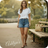 JUDY BLUE American Pride HW Star Splatter Blue Denim Shorts