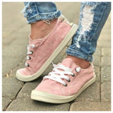 Closeout! Crazy Cute Lace Up Pink Sneakers
