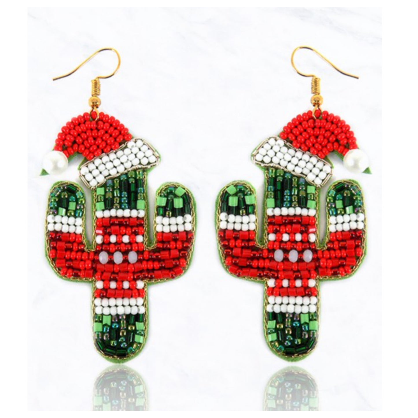 Crazy Fun Beaded Cactus Ugly Sweater Earrings