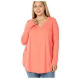 Casually Classy Plus Size Zenana V Neck Relaxed Fit Classic Basic Top-Women’s