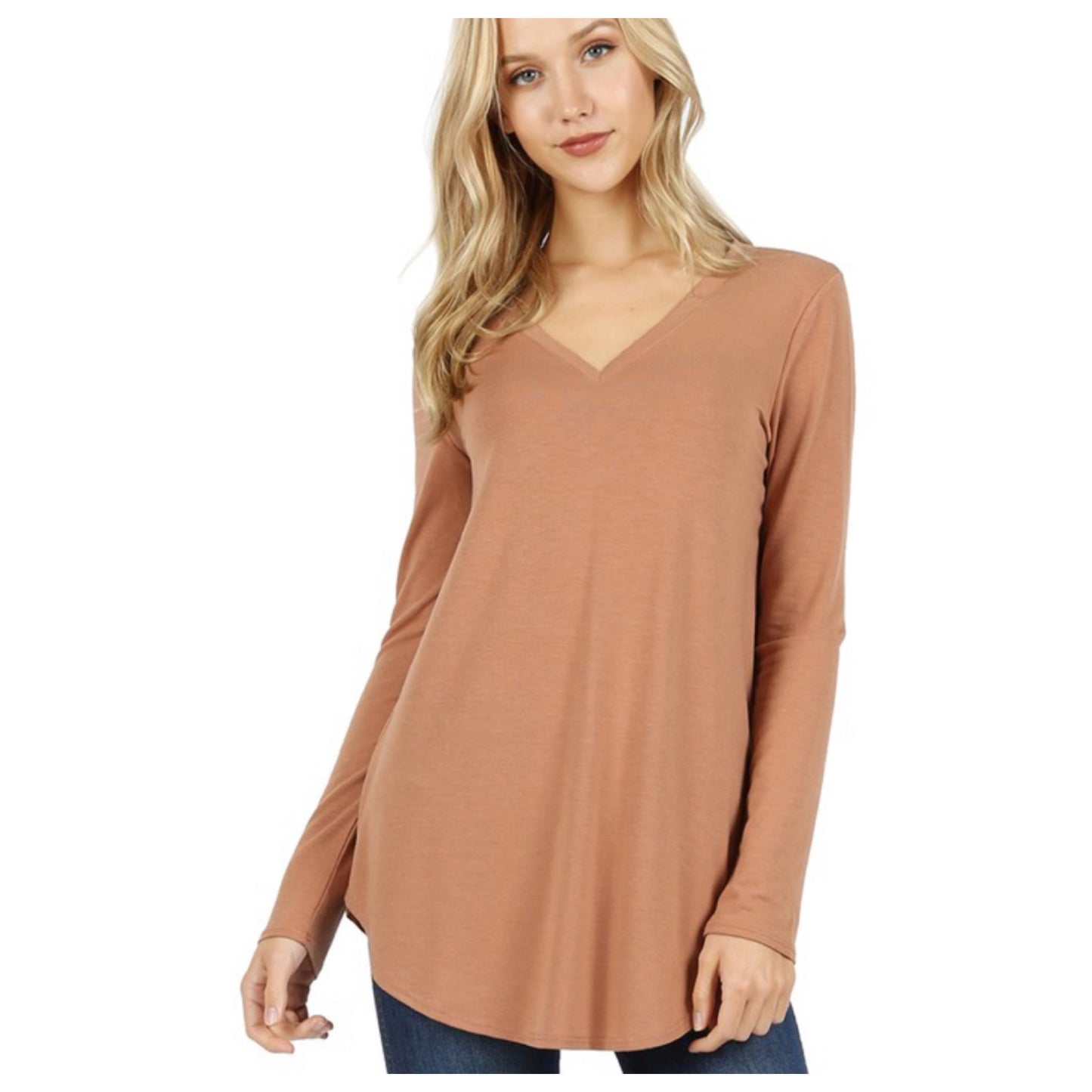 Limited Time Sale! Casually Classy Zenana V Neck Relaxed Fit Classic Basic Top-Eggshell