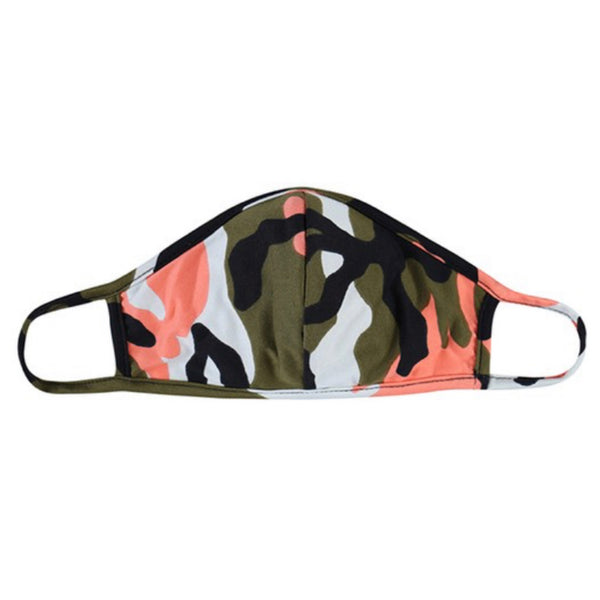 Fashion Face Wear-Coral Olive Camouflage Face Mask