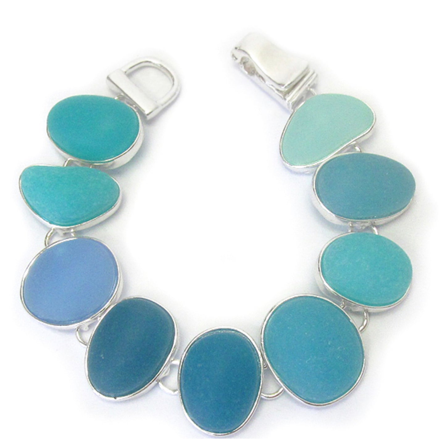 Beautiful Mixed Sea Glass Magnetic Link Bracelet