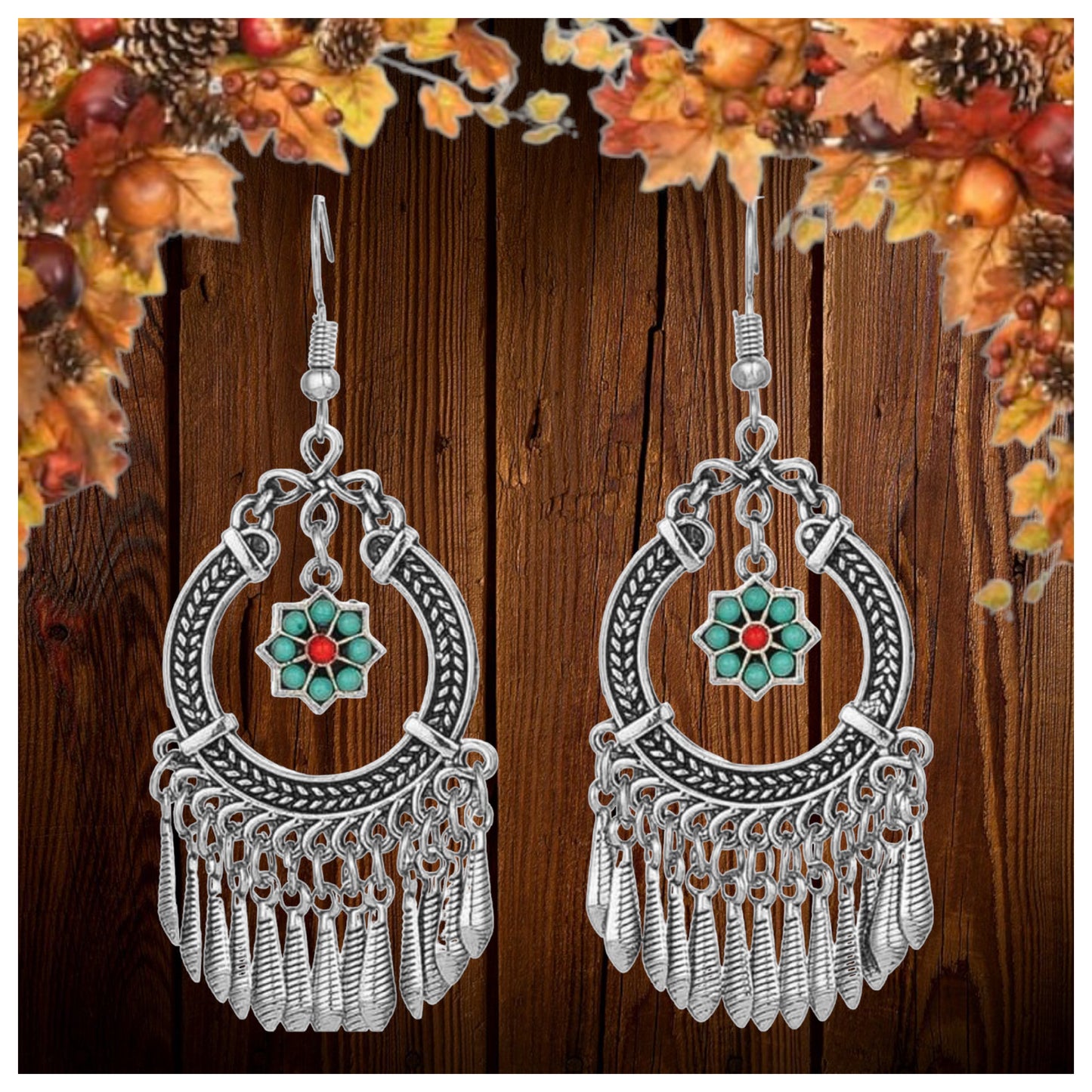 Ashlyn’s Turquoise & Silver Fringe Detail Earrings