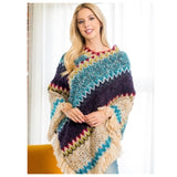 Stunning Bohemian Multi Color Crochet Knit Poncho-Shawl-Warmer