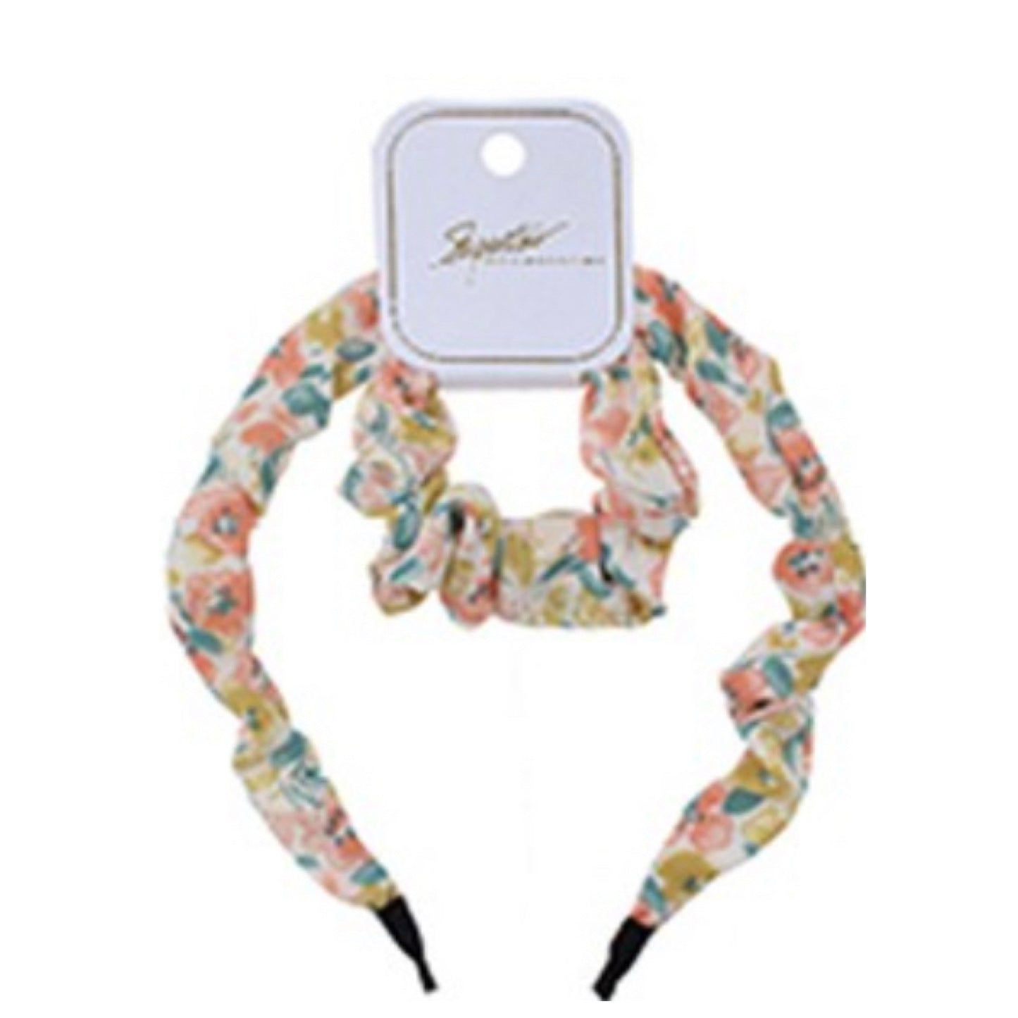 Adorable Floral Print Headband Scrunchie Set