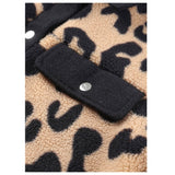 Trendy Pink or Black Trim Leopard Teddy Jacket-Women’s Winter Coat