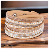 Layered Crystal Accented Wrap Around Bracelets-Jewelry