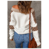 Sweet and Sassy Michelle W Leopard Ivory V Neck Sweater