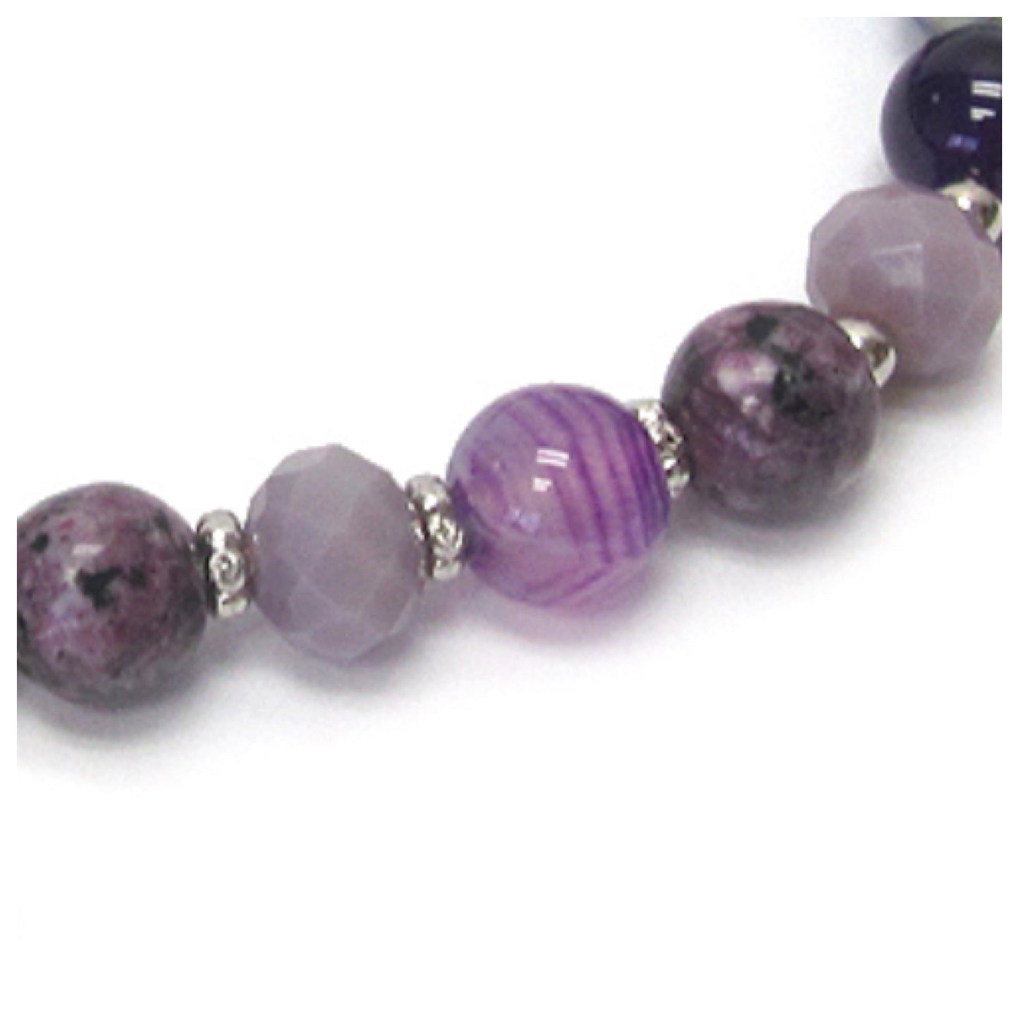 Semi Precious Stone Cross Charm Stretch Bracelet