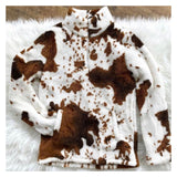 Last One Closeout-Cozy Soft Tahnaia Cowhide Print Plush Pullover Jacket!