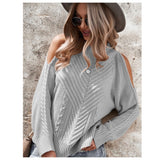 Sassy Open Cold Shoulder Cable Knit Women’s Sweater-Multiple Colors
