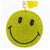 Glittering Smiley Face Puffy Heart Keychain, Purse Charm