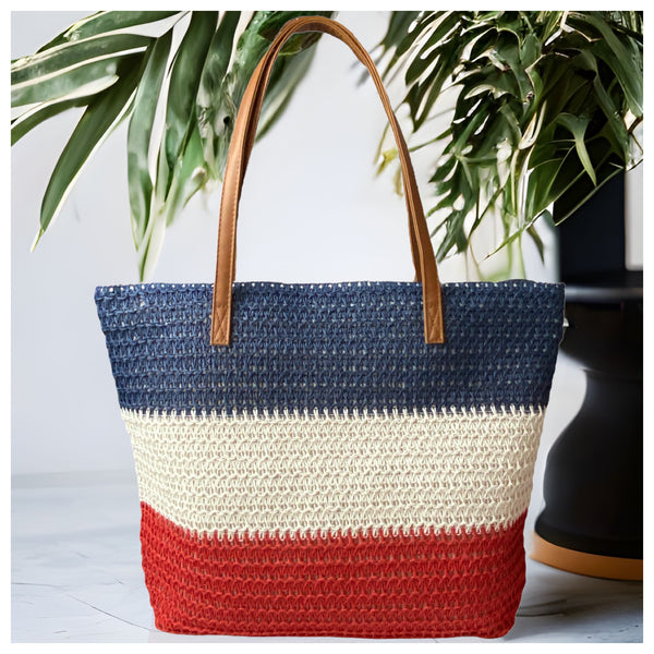 Ashlyn’s American Pride Red White and Blue Crochet Tote Bag-Weekender Bag-Purse