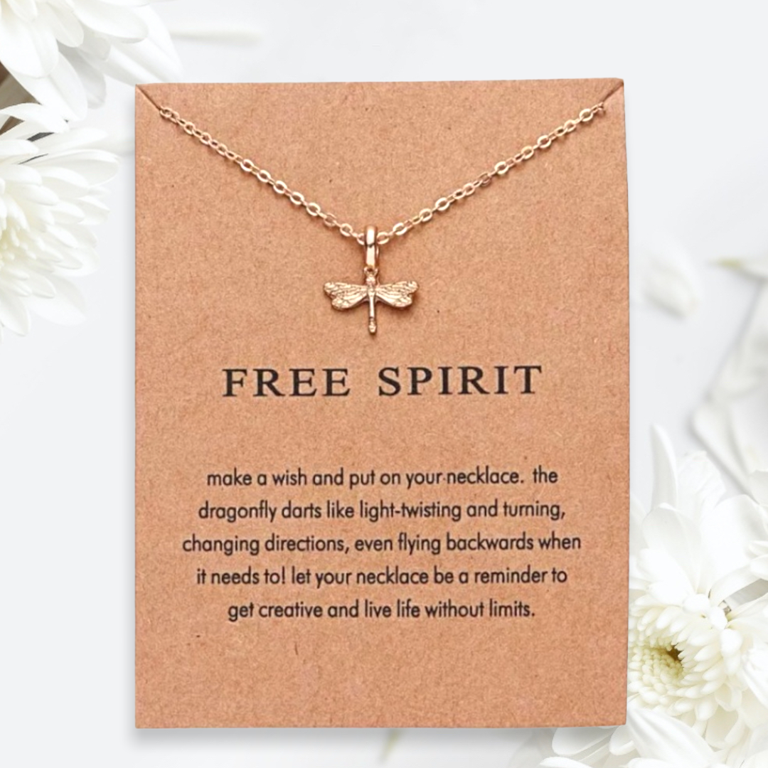 Adorable “Free Spirit” Dragonfly Gold Necklace