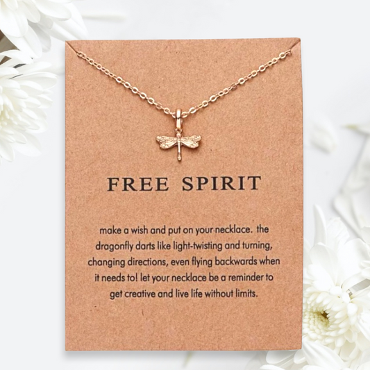 Adorable “Free Spirit” Dragonfly Gold Necklace