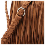 Boho Style Fringe Detail Brown Suede Cross Body Bag-Purse-Satchel