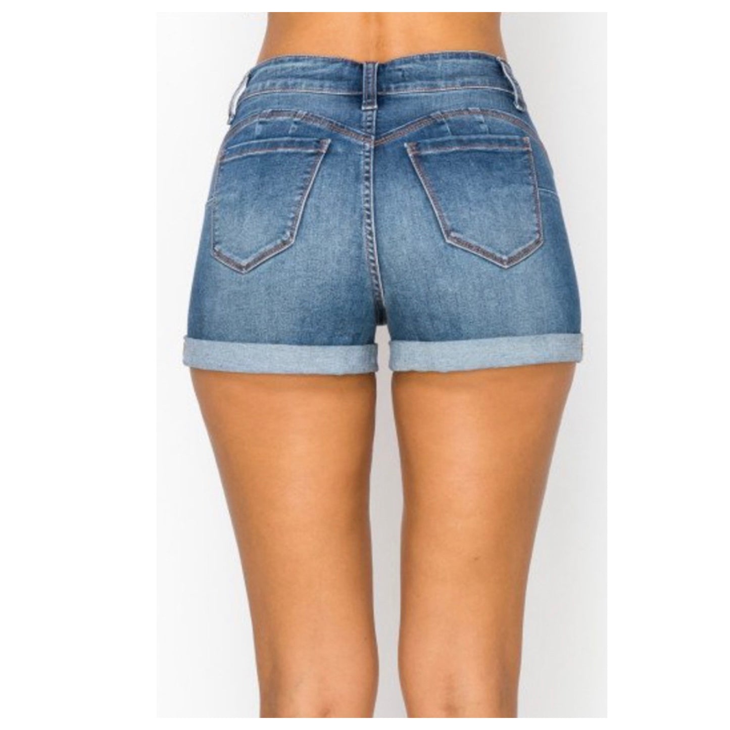 Ashlyn’s Cozy High Waist Medium Blue Denim Shorts