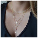 Beautiful Jennifer Triple Layered Gold Bar Necklace