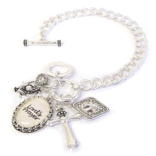 Inspirational Lords Prayer Charm Toggle Bracelet