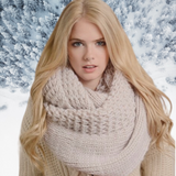Holiday Special--HUGE XL Thick Chunky Knit Ivory Infinity Scarf-Winter Accessories