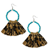 Turquoise Beaded Leopard Fringe Earrings-Jewelry-Accesories