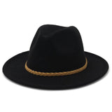 Special Sale! Stunning Wide Brim Black with Tan Belt Accent Fedora-Hat