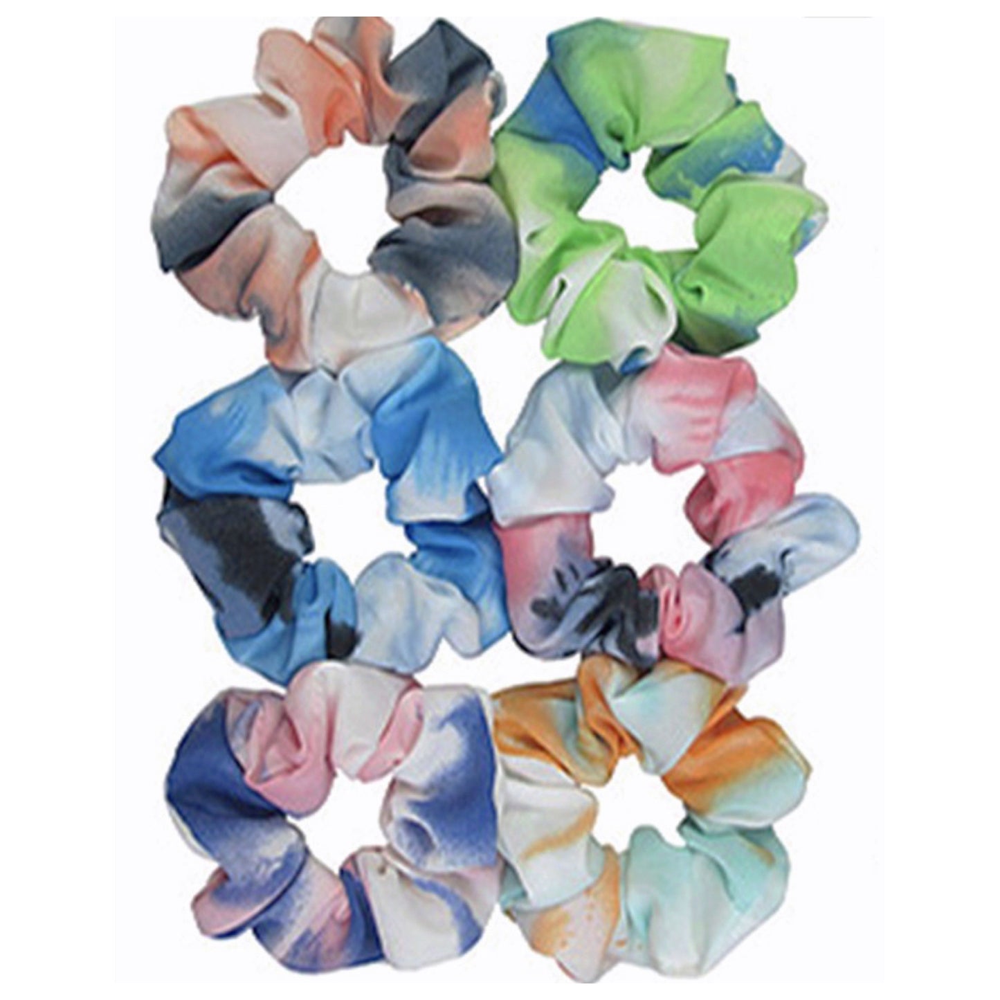 Set of 2 Vibrant Tie-dye Hair Scrunchies