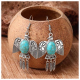 Vintage Turquoise & Silver Native American Bird Earrings