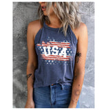 Closeout-Adorable Stars & Stripes USA Graphic Beth Halter Top
