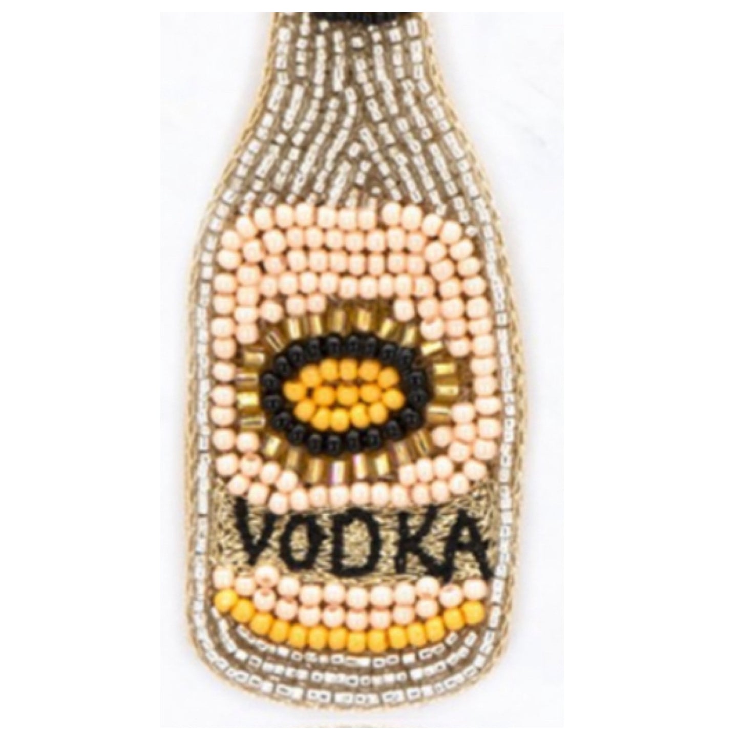 Crazy Unique Beaded Vodka Bottle with Verbiage Earrings
