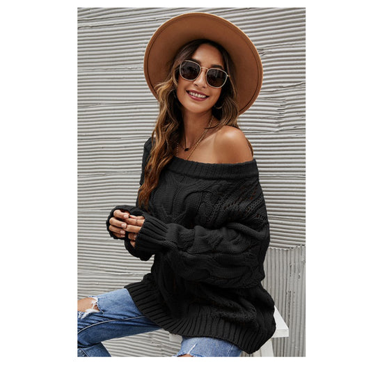 Classy and Sassy Thick Knit Katie Black Sweater