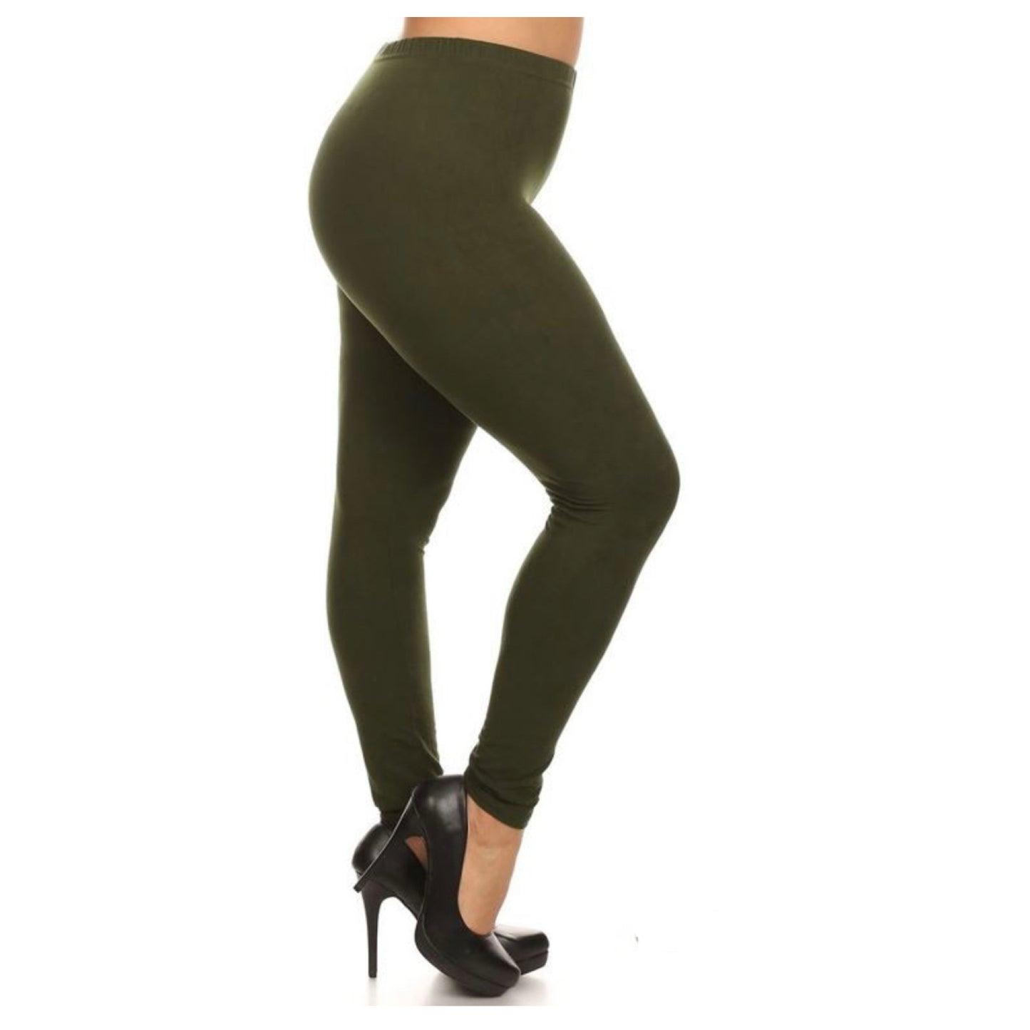 No Peek-a-Boo See Through PLUS Size Olive Leggings