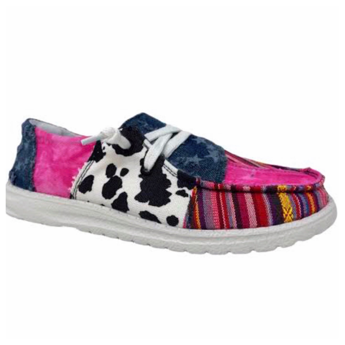 Gypsy Jazz Color Block Cow Serape and Star Print Shoes