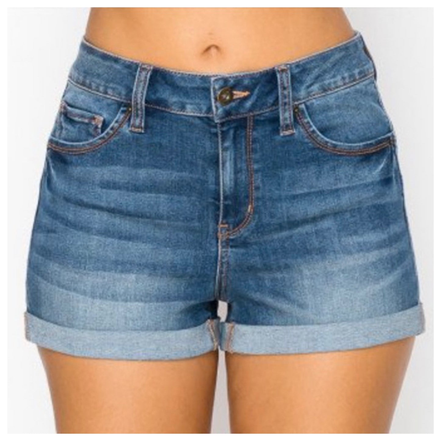 Ashlyn’s Cozy High Waist Medium Blue Denim Shorts