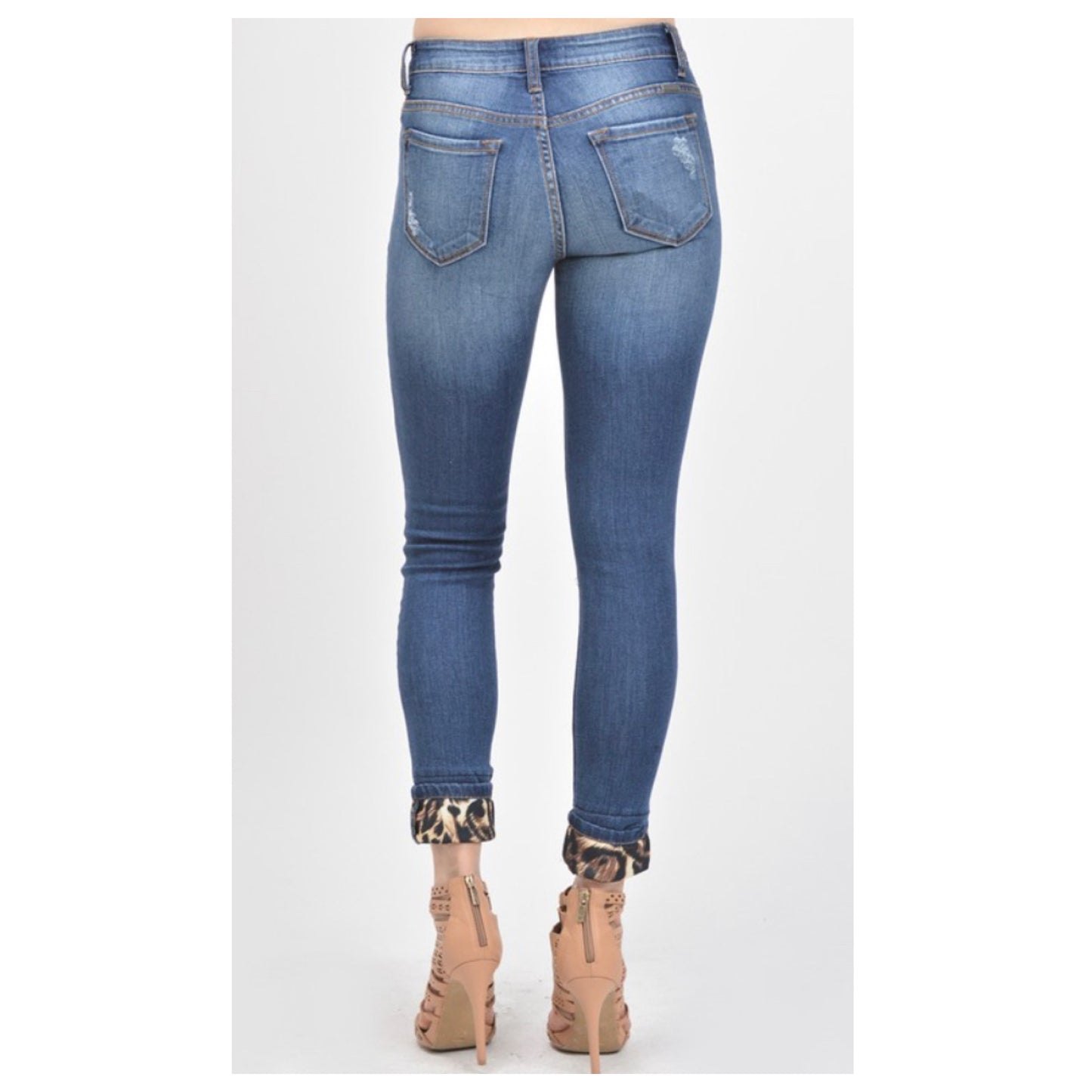 Mid Rise Destroyed Leopard Patch Denim KANCAN Jeans