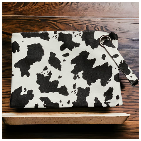 Special ~Oh Yes a Must! Black Cow Print Leather Clutch, Bag
