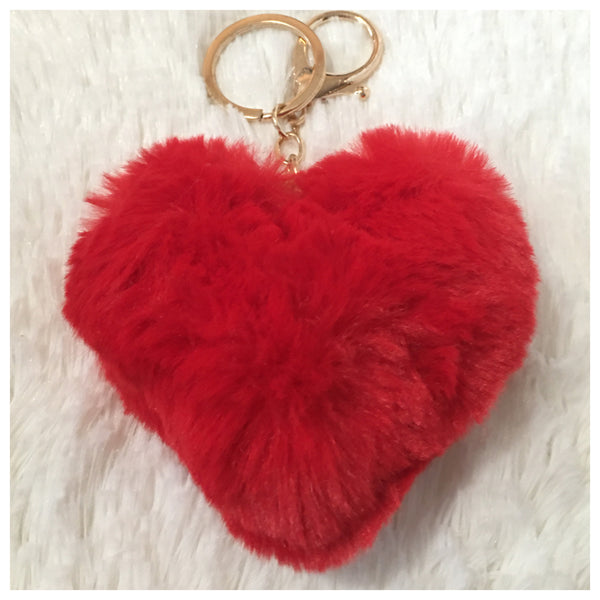 Adorable Heart Puffy Puff Keychain Purse Charm