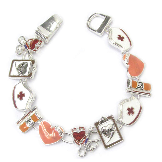 Celebrating a Hero-Nurses Silver Link Bracelet