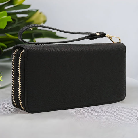Thick Faux Leather Dual Side Black Wallet