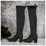 Special Sale! "Sassy Me" Above the Knee Suede Grey Heel Boots