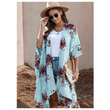 Stunning Jenna Aqua Blue Floral Print Kimono