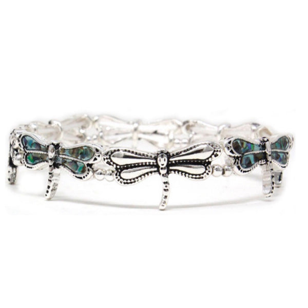 Adorable Silver and Abalone Stretch Bracelet