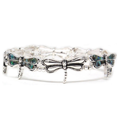 Adorable Silver and Abalone Stretch Bracelet