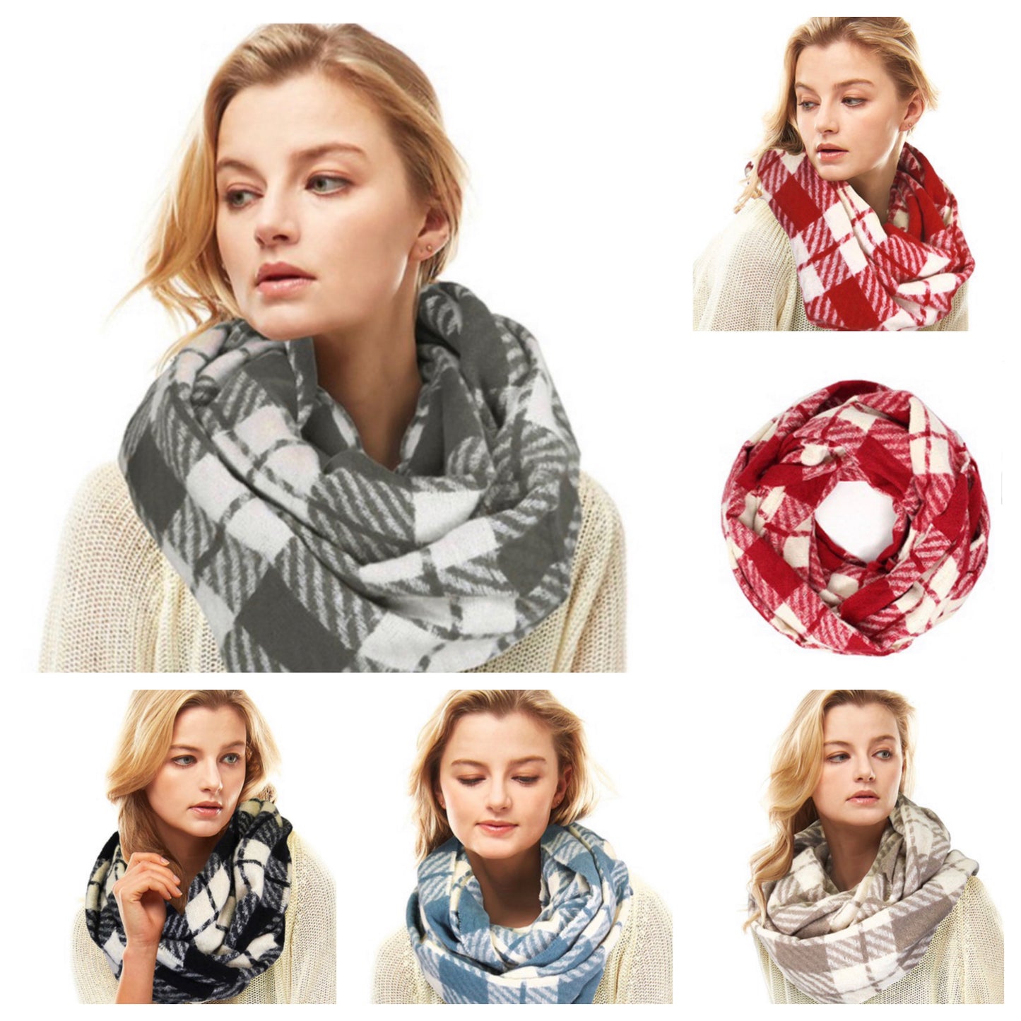 Super Soft Plaid Infinity Scarves-Wrap-Cowl-Winter Accessories